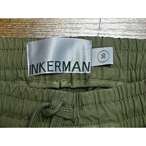 Inkerman Pants Mens 30 Olive Green Elastic Waist Drawstring Chino Stretch Casual - Picture 3 of 10